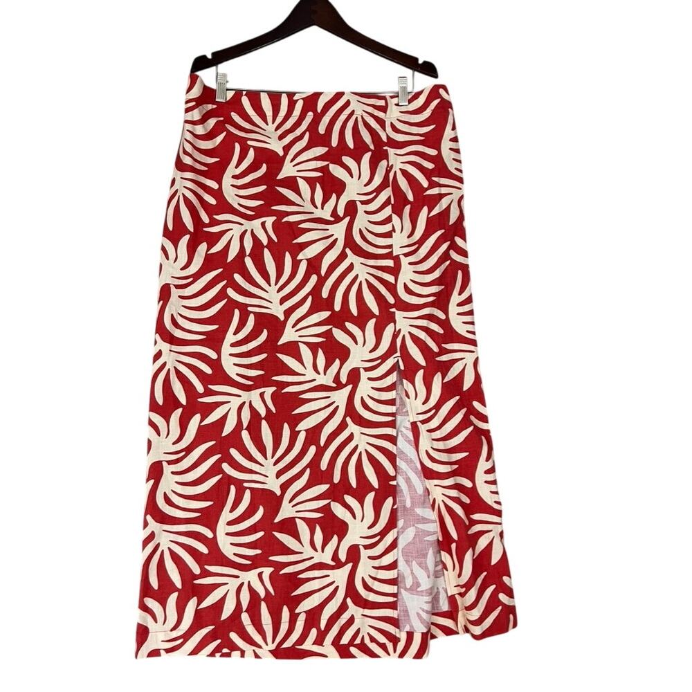 A New Day Leaf‎ Print A Line Skirt Side Slit Size XXL